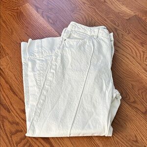 Zara wide leg white denim jeans
